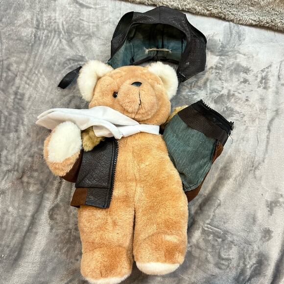 Paradies Teddy Bear Aviator Pilot Black Biker Faux Leather Motorcycle Jacket - Picture 3 of 7